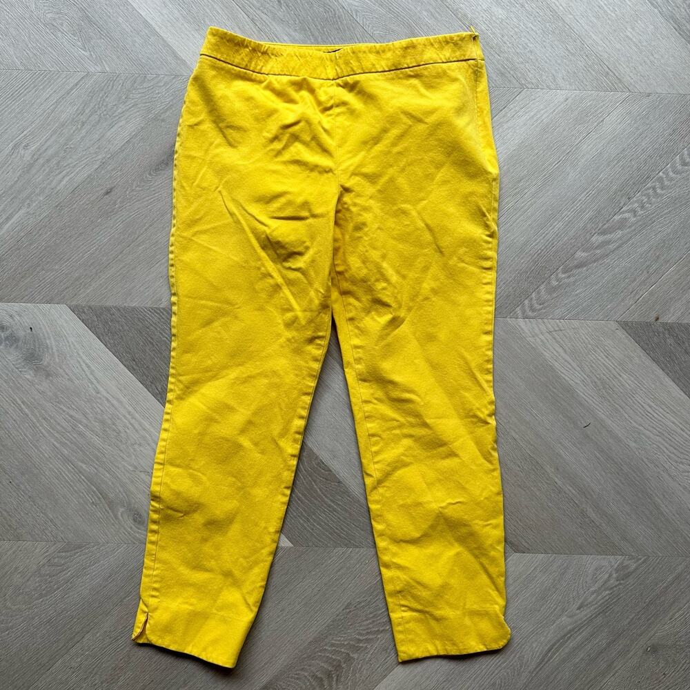 Talbots Chatham Ankle Pants Yellow Cropped 4P 4 Petite Daisy Flat Front - Picture 2 of 10
